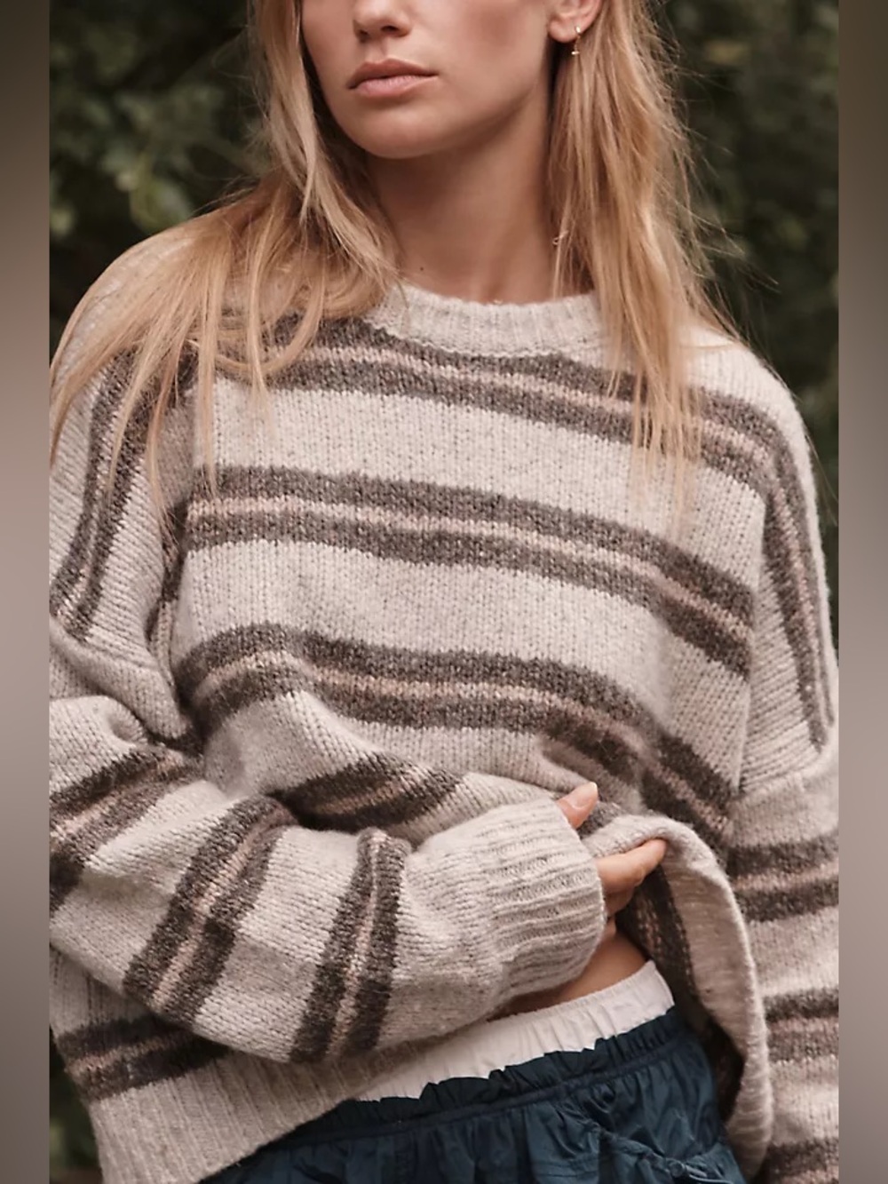 NWT Spiritual Gangster Evereve Wilder Women’s Striped Wool Knit Sweater — LARGE